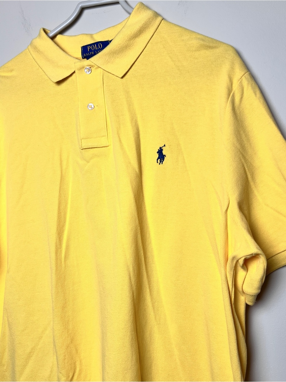 Polo Ralph Lauren Yellow Polo short sleeve blue embroidered pony XL classic fit - Picture 3 of 6